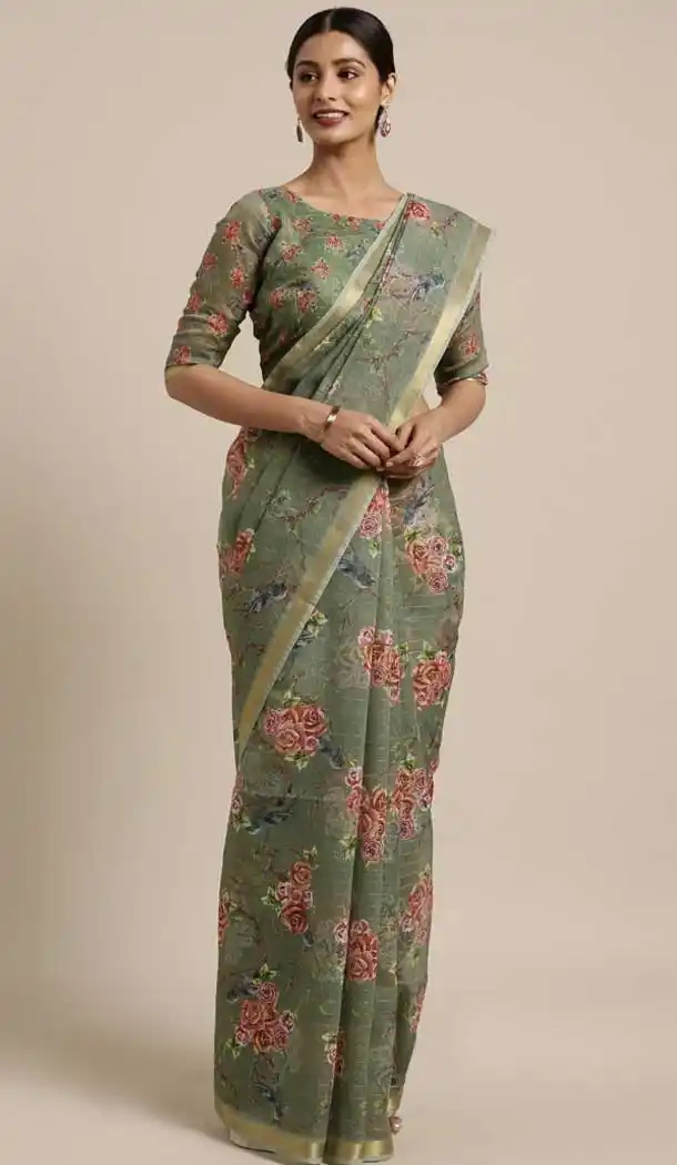 Khakhi Color Chanderi Cotton Casual Wear Style Saree Blouse -773795092