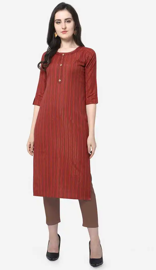 Luscious Maroon Color Cotton Casual Wear Readymade Kurti -773895105