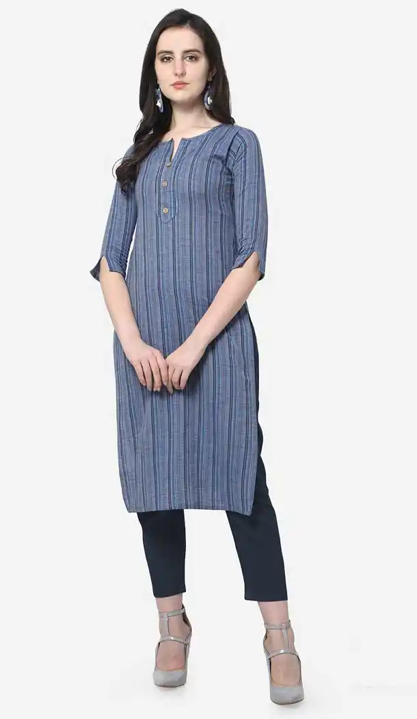 Contemporary Blue Color Cotton Casual Wear Readymade Kurti -773895106