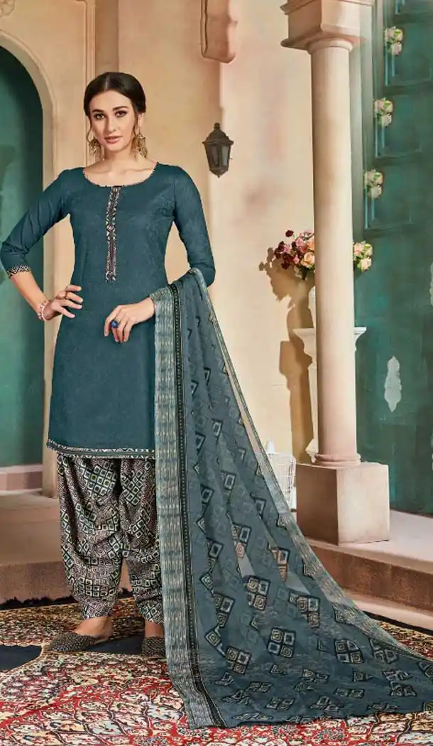 Classy Pine Green Color Pure Cotton Jacquard Casual Wear Punjabi Suit -774895191
