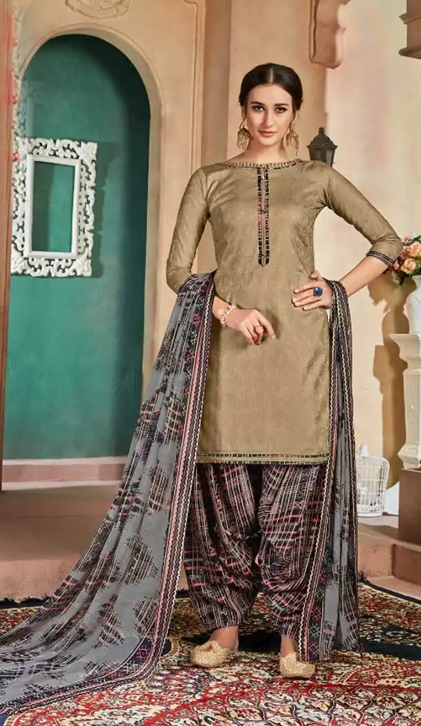 Trombone Color Pure Cotton Jacquard Casual Wear Punjabi Suit -774895192