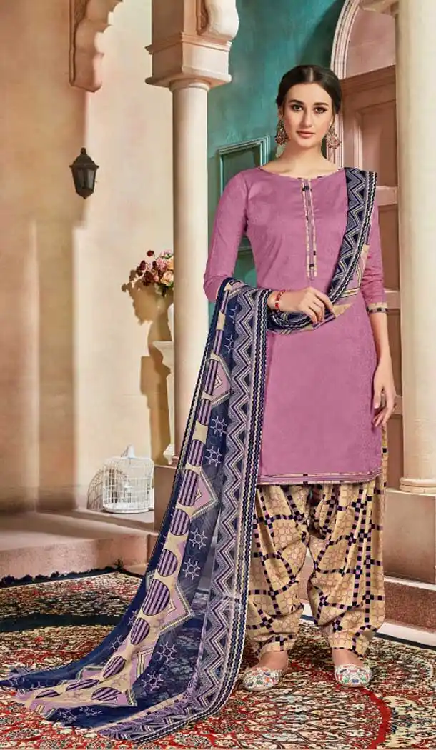 Lavender Color Pure Cotton Jacquard Casual Wear Punjabi Suit -774895199