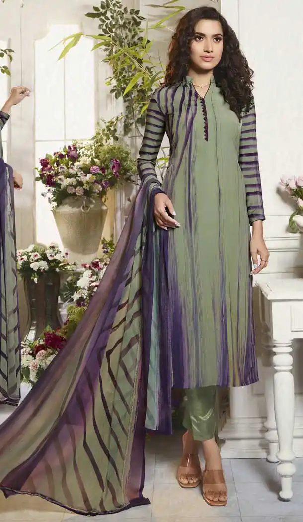 Styled Multi Color Digital Printed Crepe Casual Wear Salwar Kameez -775195230