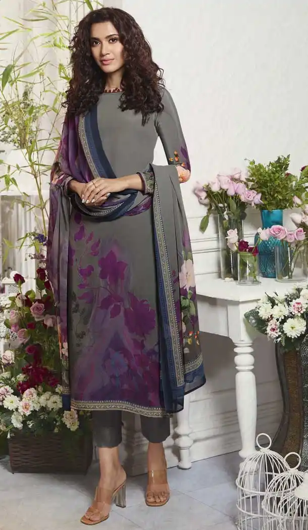 Glamorous Multi Color Digital Printed Crepe Casual Wear Salwar Kameez -775195232