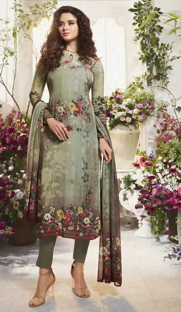 Adorable Multi Color Digital Printed Crepe Casual Wear Salwar Kameez -775195233