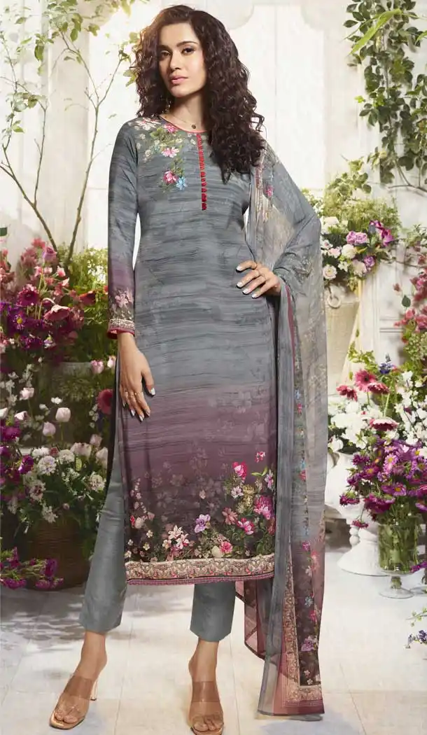 Tantalizing Multi Color Digital Printed Crepe Casual Wear Salwar Kameez -775195235