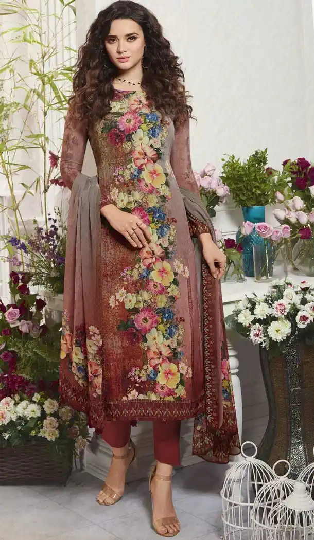 Scintillating Multi Color Digital Printed Crepe Casual Wear Salwar Kameez -775195236