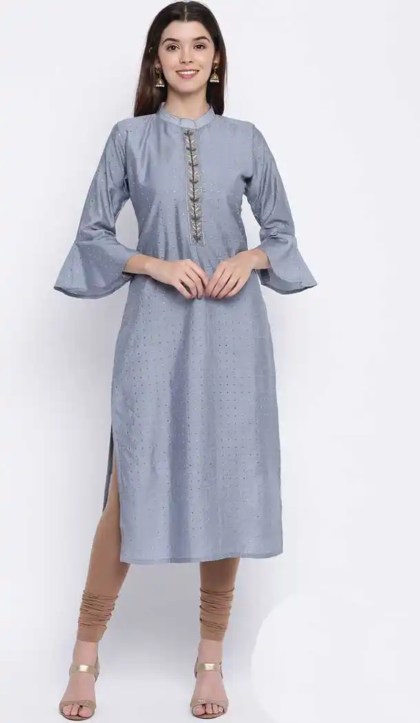 Grey Color Chanderi Casual Party Wear Readymade Kurti -776195411
