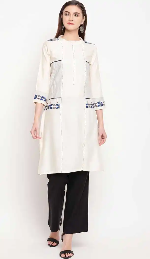 White Color Rayon Casual Party Wear Plus Size Readymade Kurti -776495426