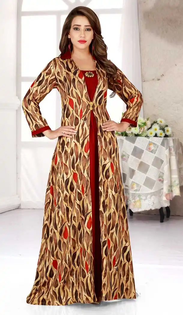 Ethnic Multi Color Heavy Rayon Designer Logn Readymade Kurti -777895561