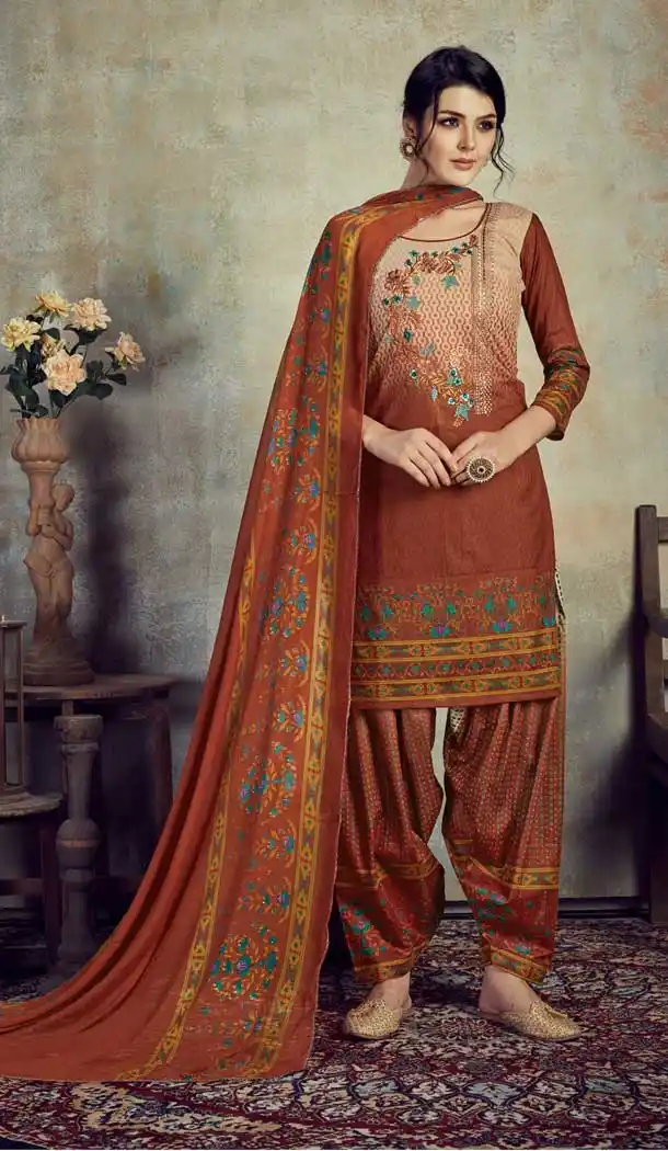 Tantalizing Multi Color Pure Cotton Discharge Digital Printed Patiyala Suit -780095774