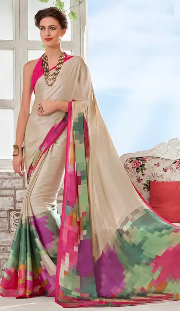 buy embroidery printed crepe saree -780595825