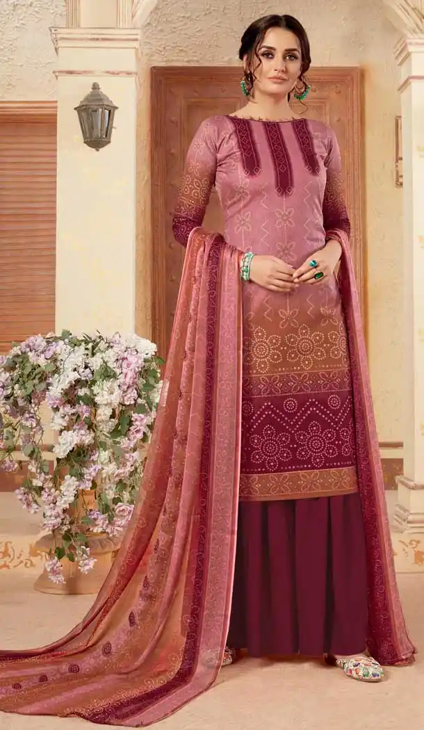 Charming Multi Color Pure Cotton Digital Style Palazzo Suit -780795851