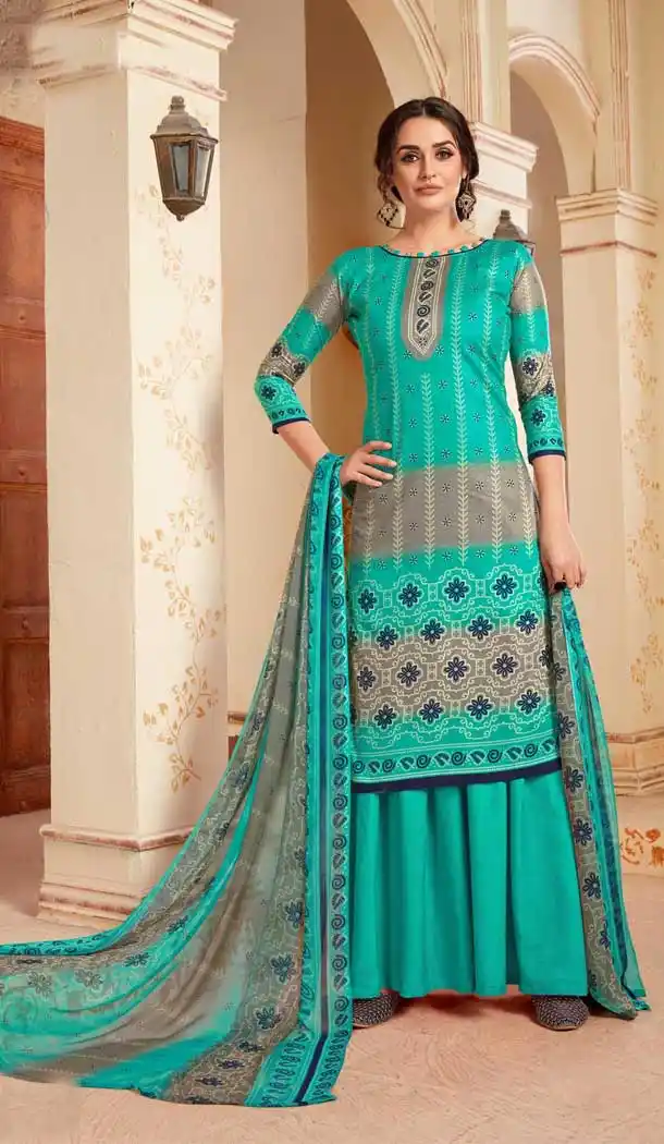 Contemporary Multi Color Pure Cotton Digital Style Palazzo Suit -780795860