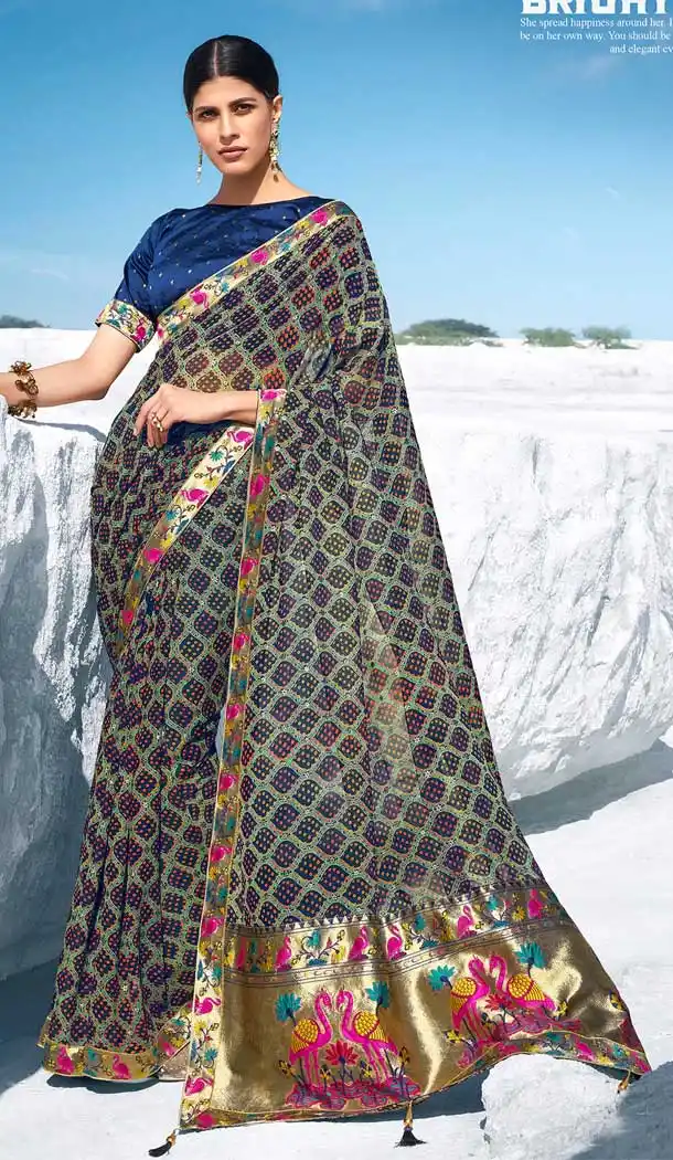 Adorable Multi Color Georgette Short Jacquard Pallu Party Wear Saree -782196011