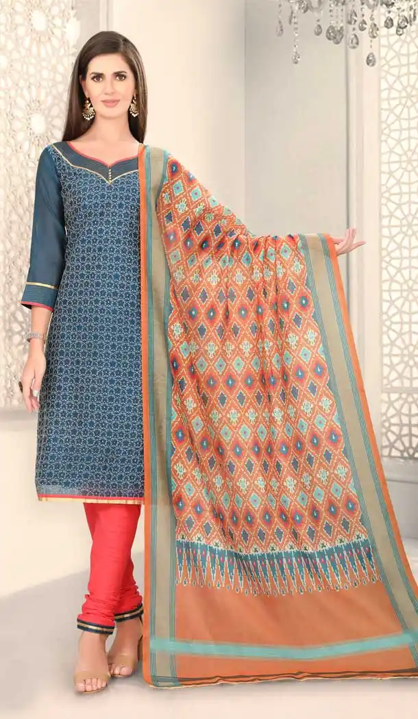 Flamboyant Dark Blue Color Chanderi Silk Designer Party Wear Salwar Suit -780895863