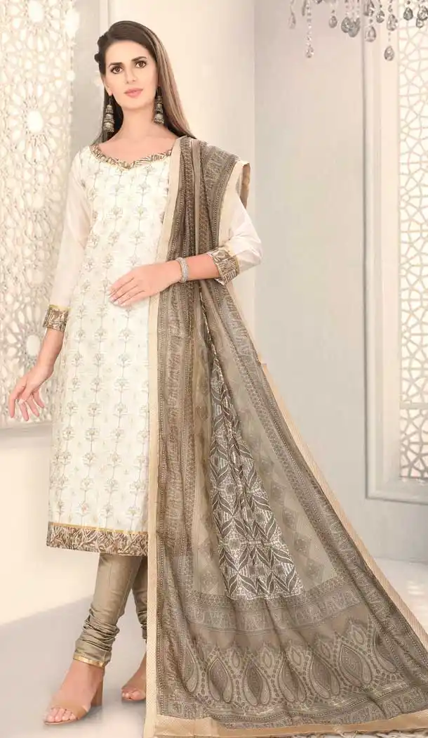 Aesthetic Off White Color Chanderi Silk Designer Party Wear Salwar Suit -780895865