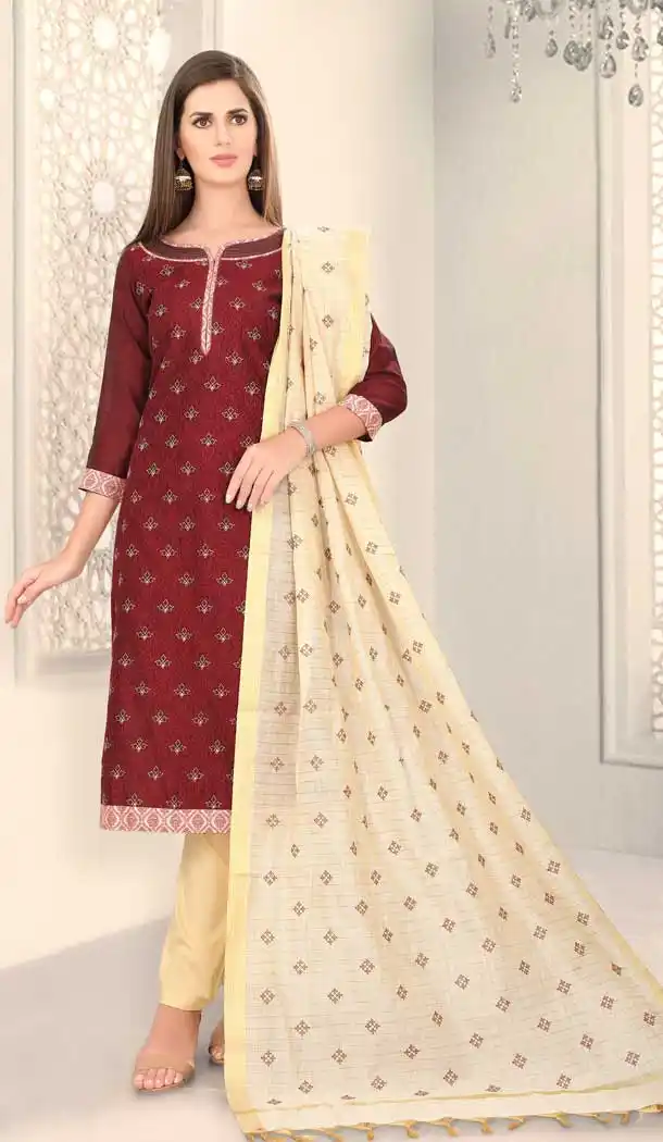 Dark Burgundy Color Chanderi Silk Designer Party Wear Salwar Suit -780895878