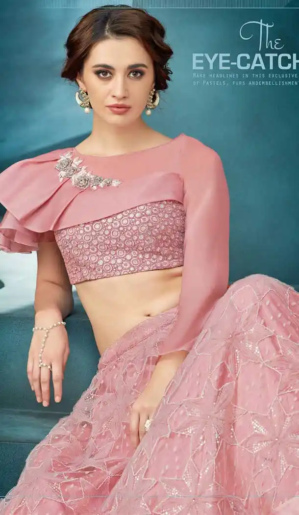 Pink Color Fancy Net Heavy Designer Party Wear Bridal Lehenga Choli -784396162
