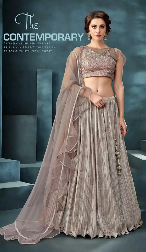 Silver Color Fancy Lycra Heavy Designer Party Wear Bridal Lehenga Choli -784396173