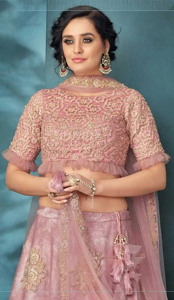 Pink Color Value Addition Fabric Heavy Designer Party Wear Bridal Lehenga Choli -784396174