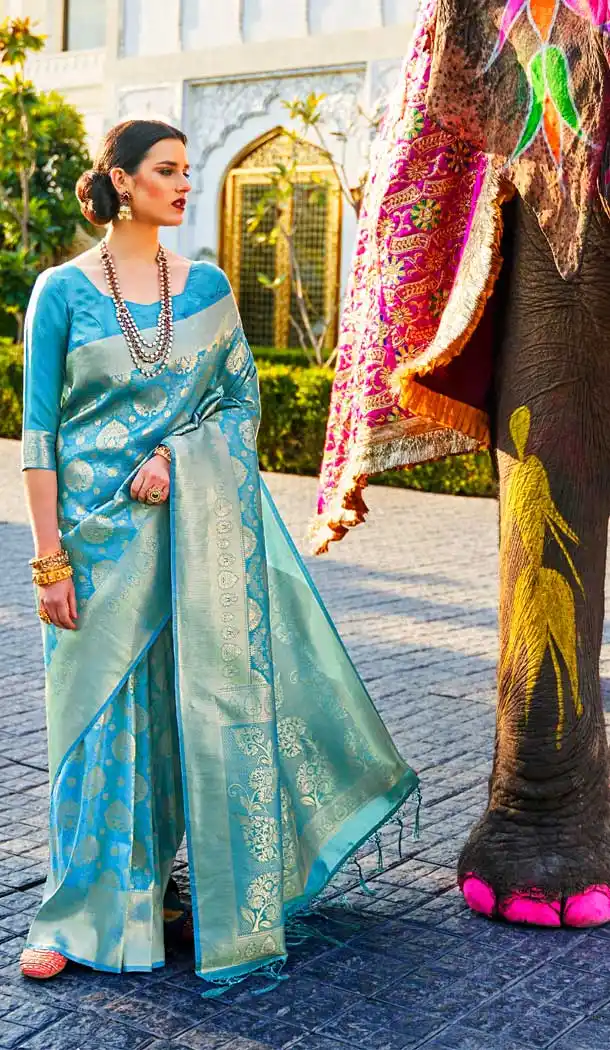 Wonderful Sky Blue Color Silk Designer Classic Traditional Wear Silk Saree -785796281