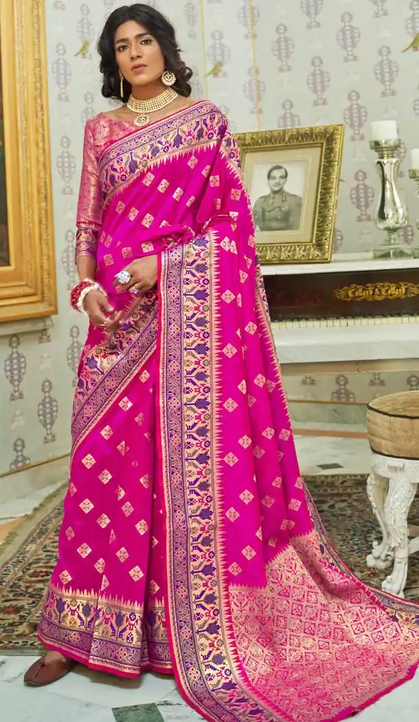 Pink Color Paithani Silk Border Classic Traditional Wear Silk Saree -785896286