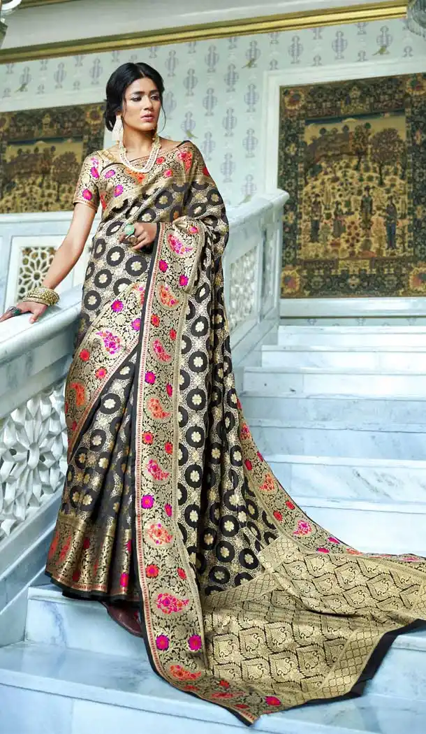 Black Color Paithani Silk Border Classic Traditional Wear Silk Saree -785896290