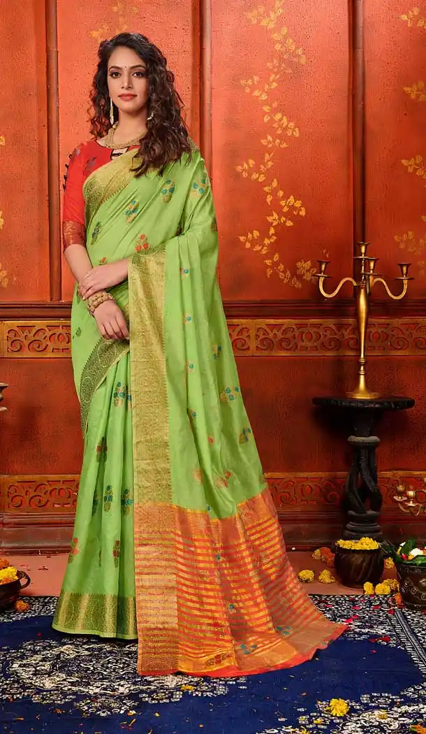 Light Green Color Mina Art Silk Classic Casual Wear Silk Saree -786296318