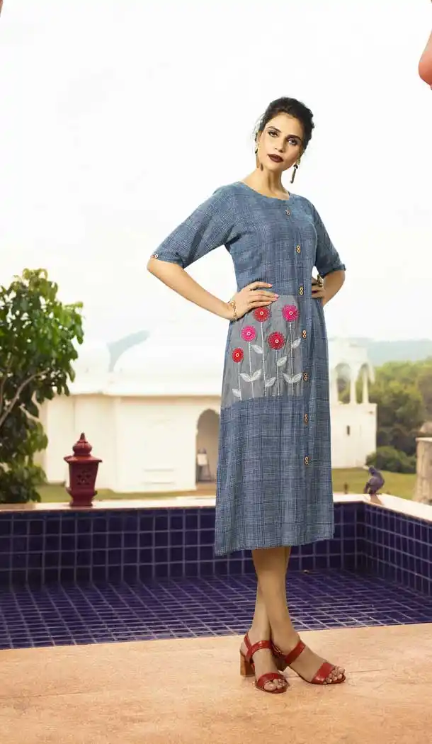 Luscious Blue Color Heavy Rayon Party Wear Readymade Kurtis -786396324