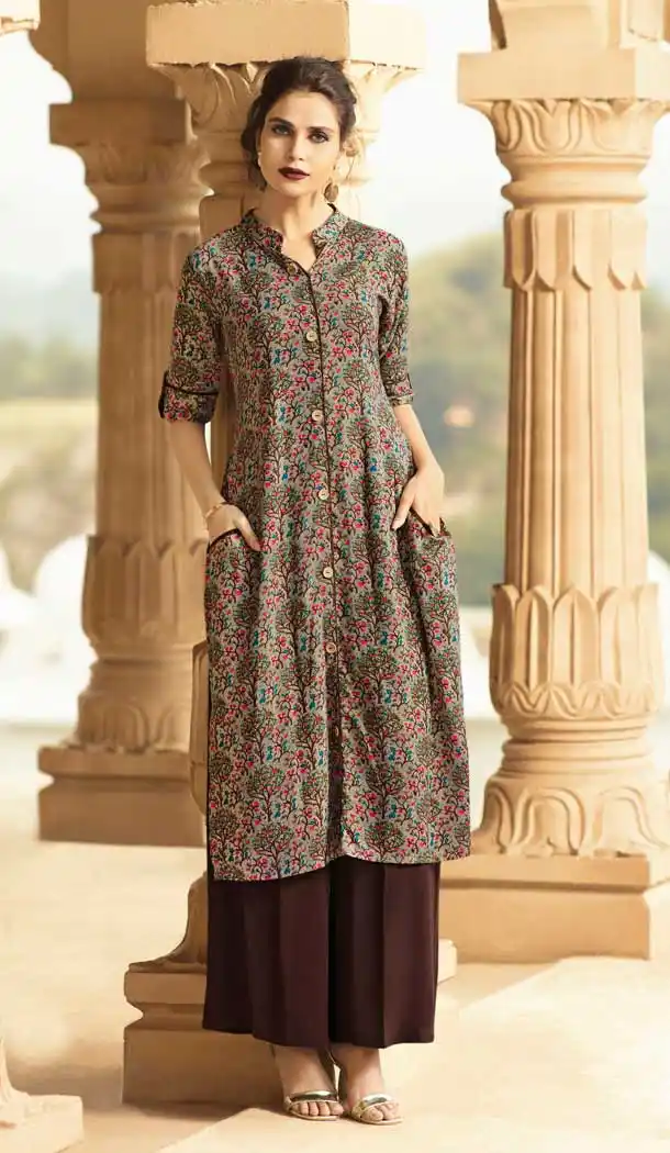 Scintillating Multi Color Heavy Rayon Party Wear Readymade Kurtis -786396326