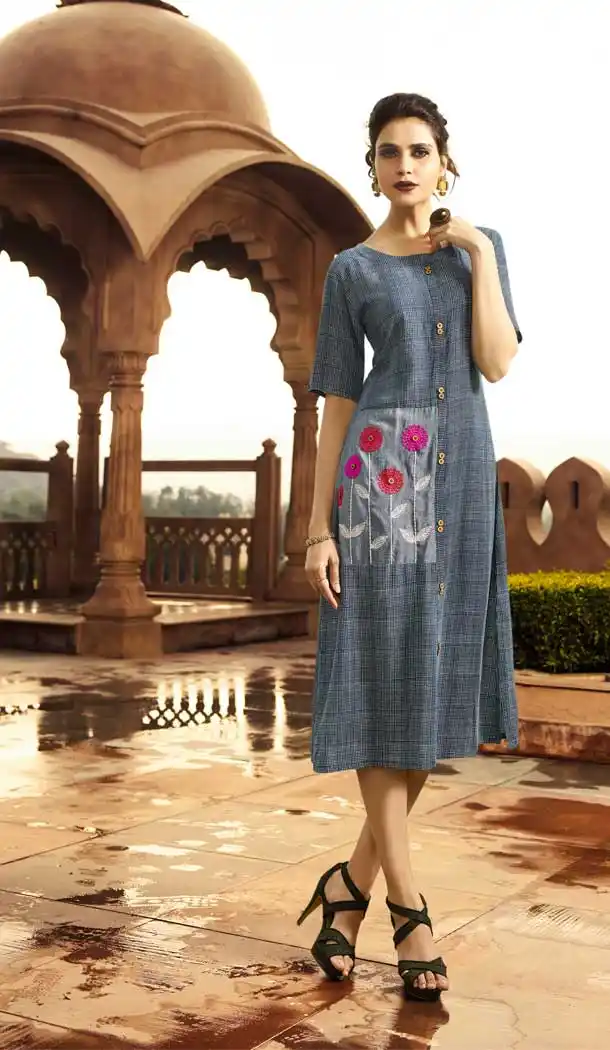 Magnificient Multi Color Heavy Rayon Party Wear Readymade Kurtis -786396328