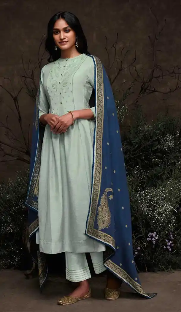 Light Blue Color Aaria Silk Party Wear Readymade Salwar Suit -786896358