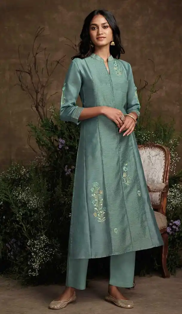 Sea Green Color Berry Silk Party Wear Designer Readymade Salwar Suit -787196380