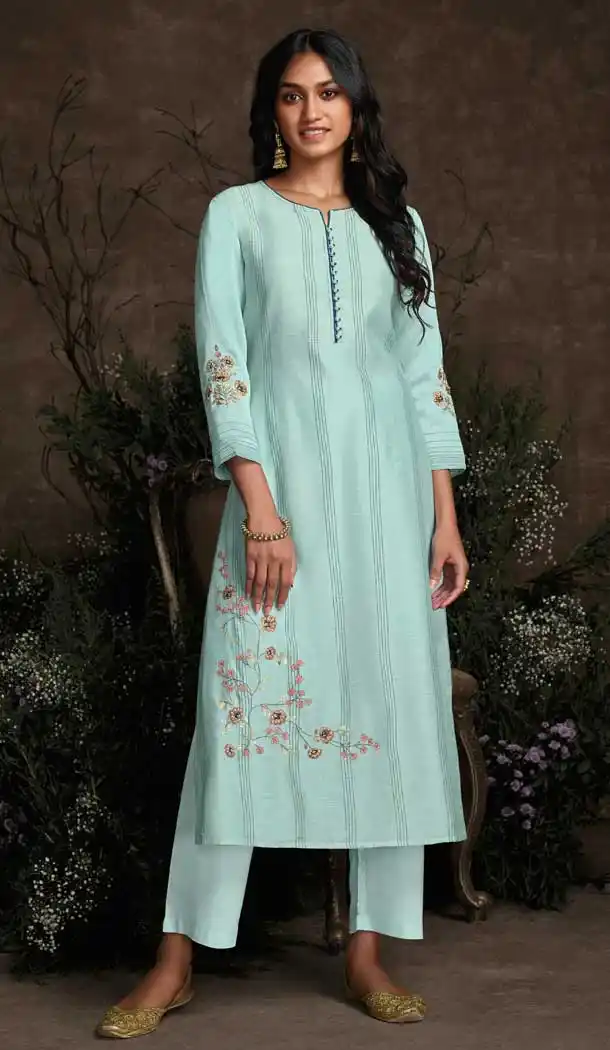 Sky Blue Color Berry Silk Party Wear Designer Readymade Salwar Suit -787196382