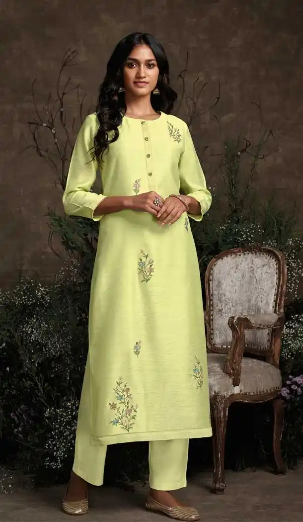 Lemon Color Berry Silk Party Wear Designer Readymade Salwar Suit -787196383