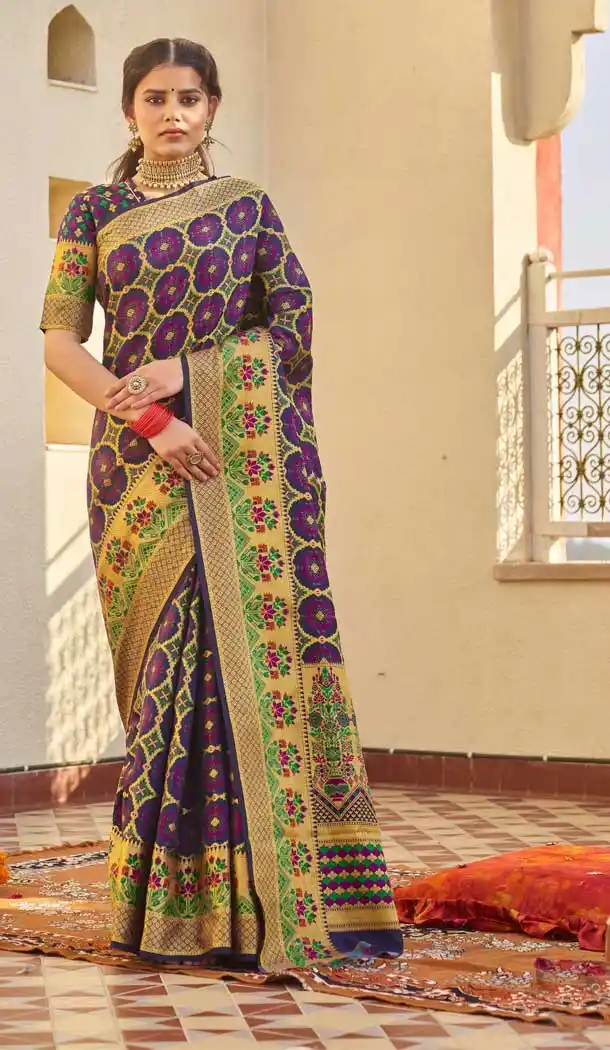 Majesty Purple Color Weaving Silk Classic Casual Wear Saree Blouse -793096971