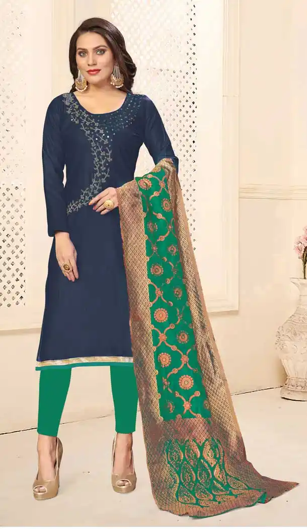Blue Color Jaam Cotton Casual Office Wear Salwar Kameez -793597002