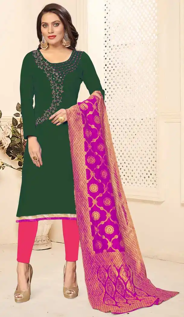 Green Color Jaam Cotton Casual Office Wear Salwar Kameez -793597004