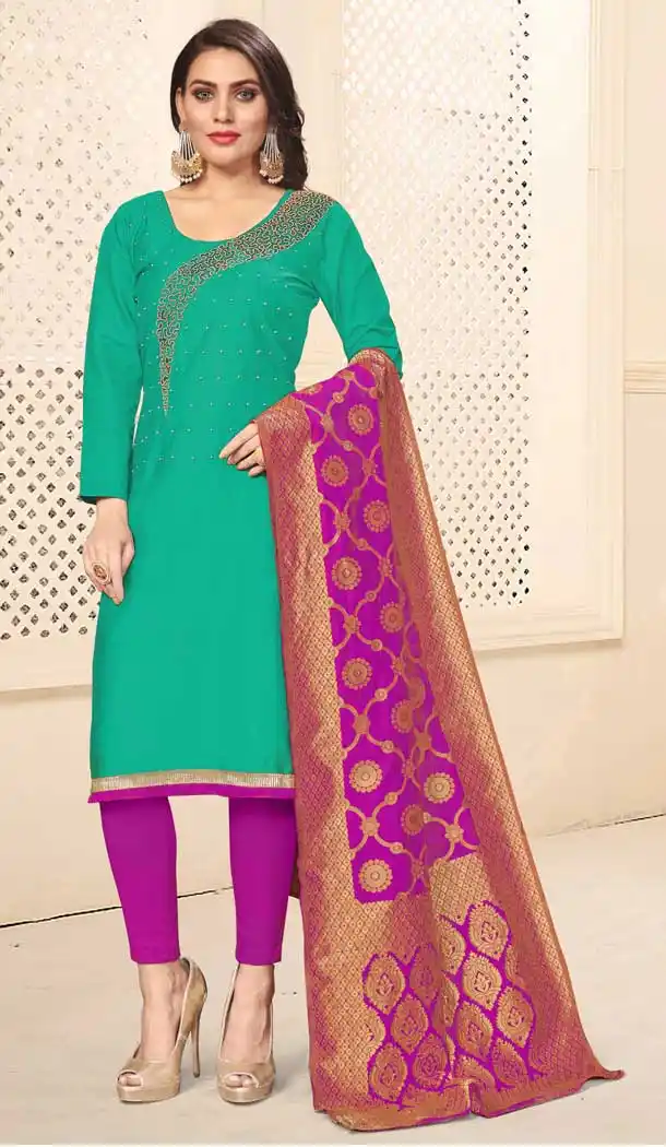Sea Green Color Jaam Cotton Casual Office Wear Salwar Kameez -793597006