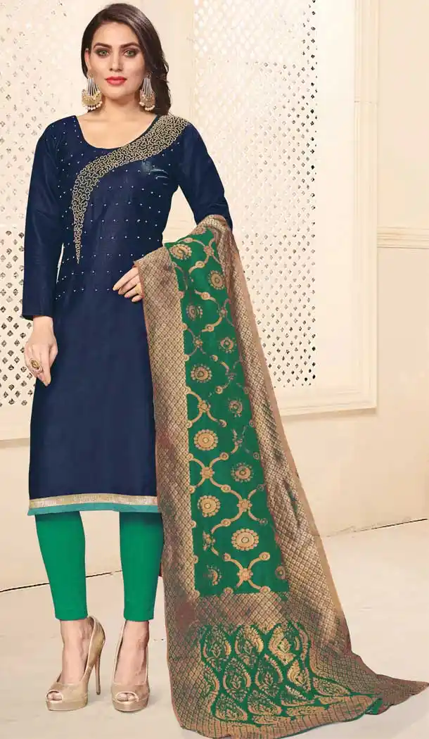 Lovely Blue Color Jaam Cotton Casual Office Wear Salwar Kameez -793597008