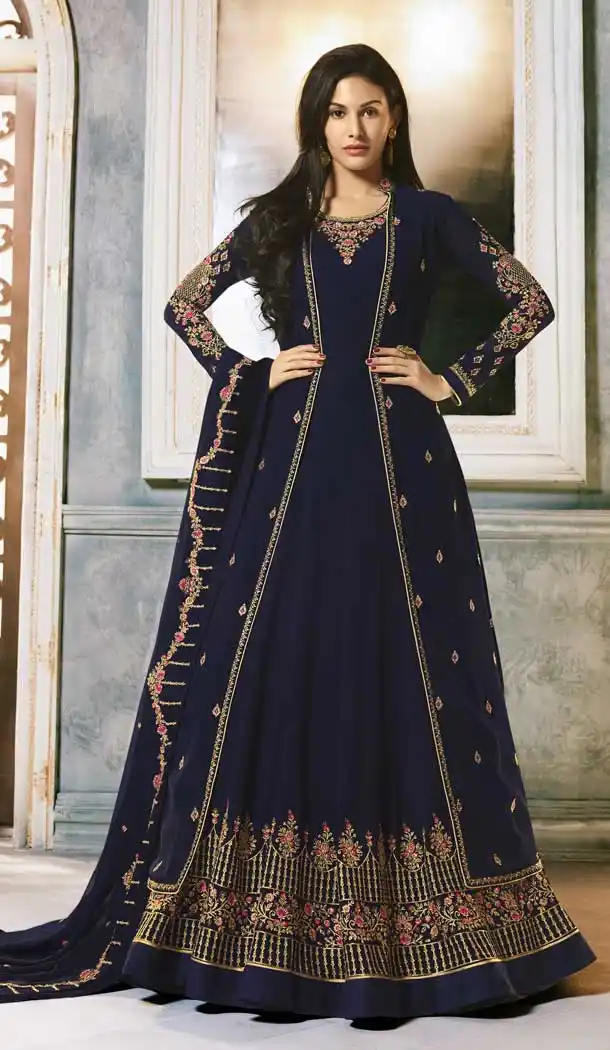Blue Color Faux Georgette Designer Pakistani Style Salwar Kameez -fz6745442
