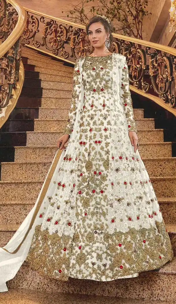 White Color Soft Net Designer Pakistani Style Wedding Salwar Kameez -fz6755449