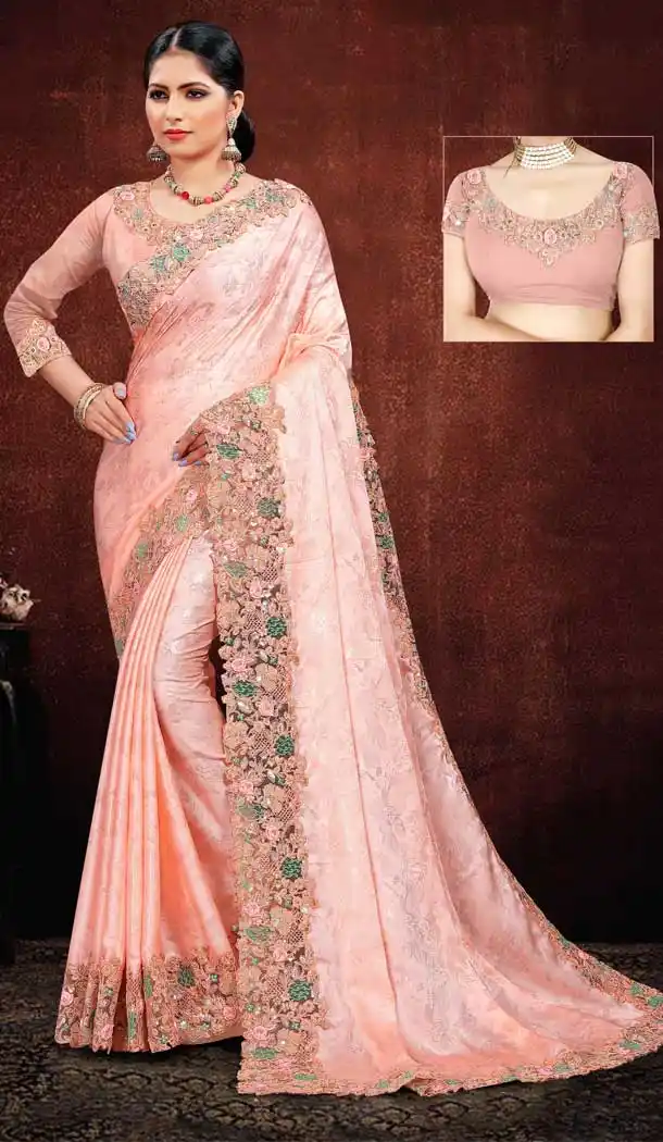 Chic Pink Color Satin Georgette Digital Printed Designer Saree Blouse -fz6675388
