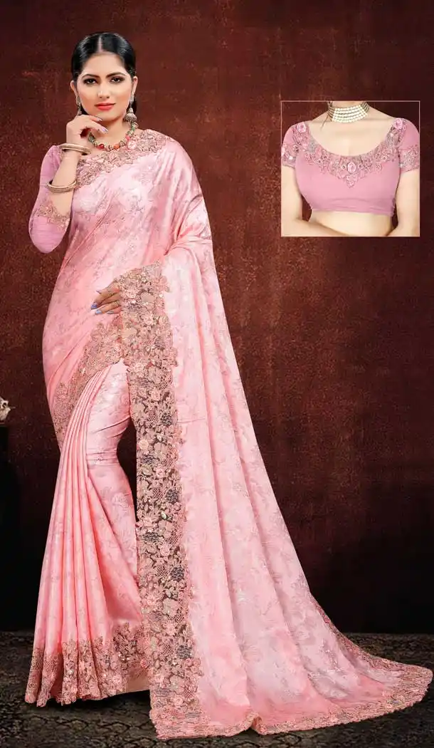 Contemporary Pink Color Satin Georgette Digital Printed Designer Saree Blouse -fz6675390