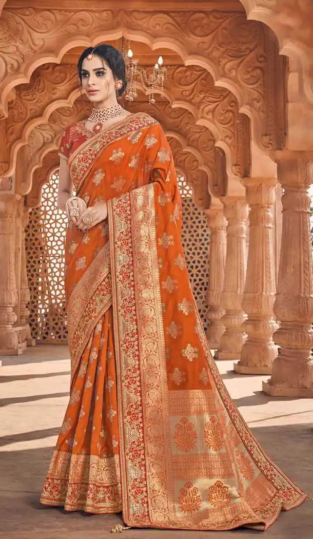 Orange Color Art Silk Designer Traditional Wedding Wear Saree -794397065