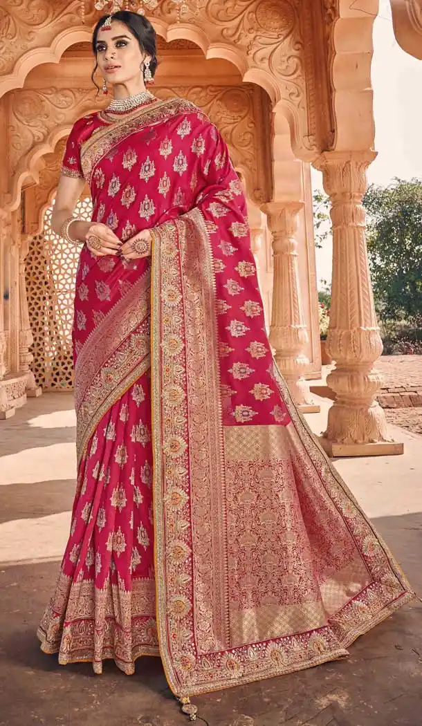 Adorable Rani Pink Color Art Silk Designer Traditional Wedding Wear Saree -794397067