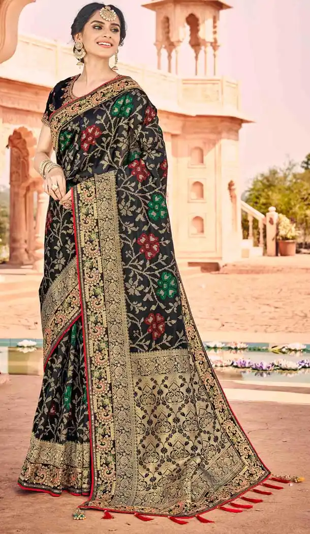Black Color Art Silk Designer Traditional Wedding Wear Saree -794397069
