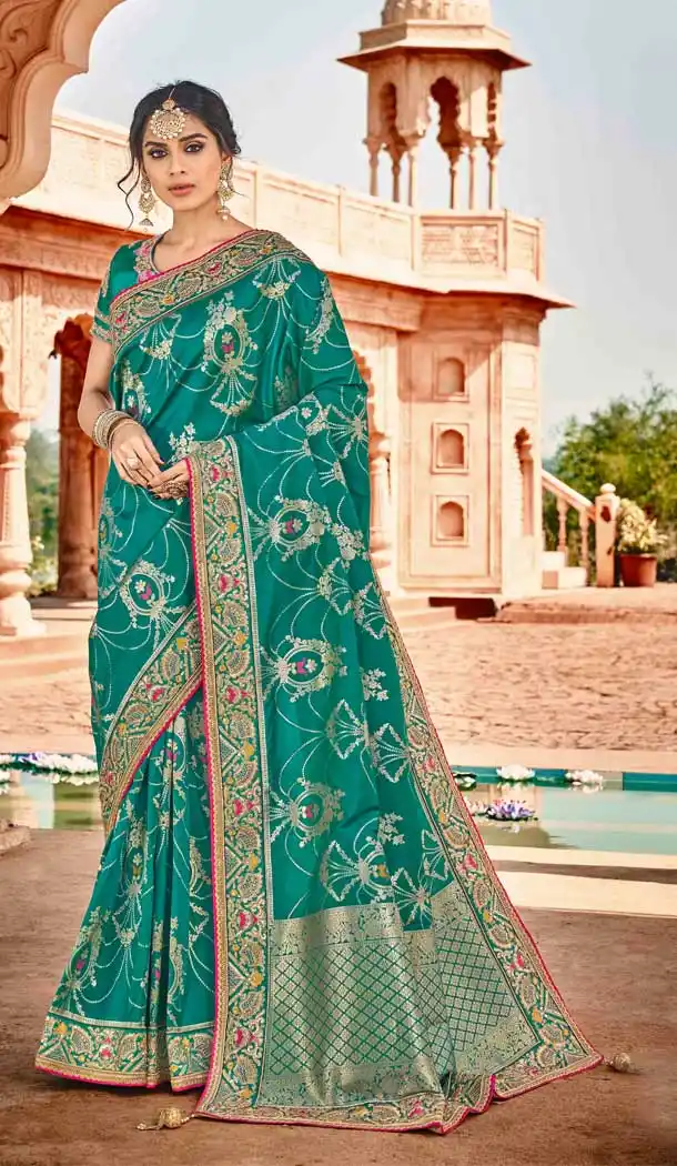 Rama Green Color Art Silk Designer Traditional Wedding Wear Saree -794397071
