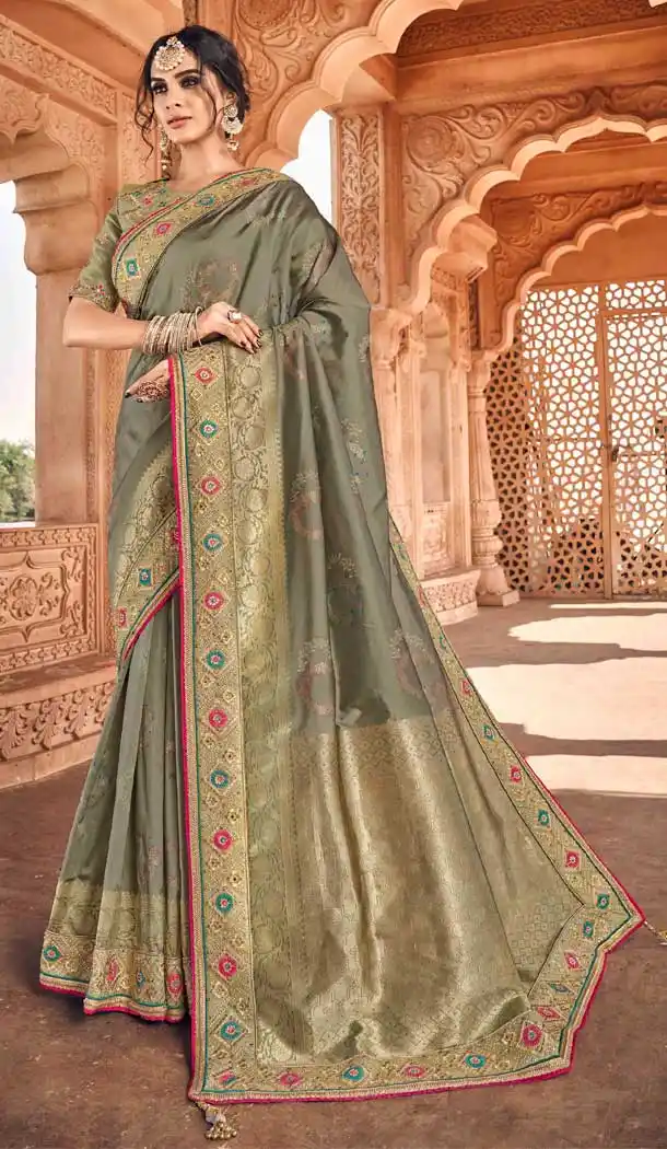 Fancy Khakhi Color Art Silk Designer Traditional Wedding Wear Saree -794397073
